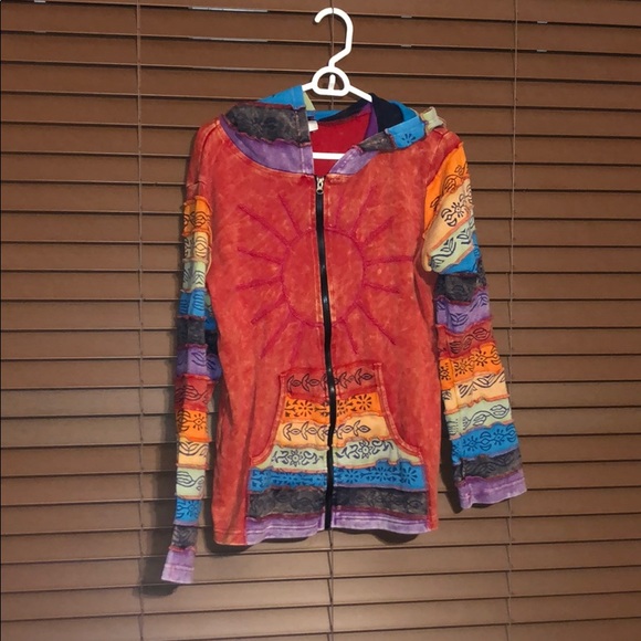 Jackets & Blazers - Sunshine Embroidered Rainbow Hippie Jacket Coat